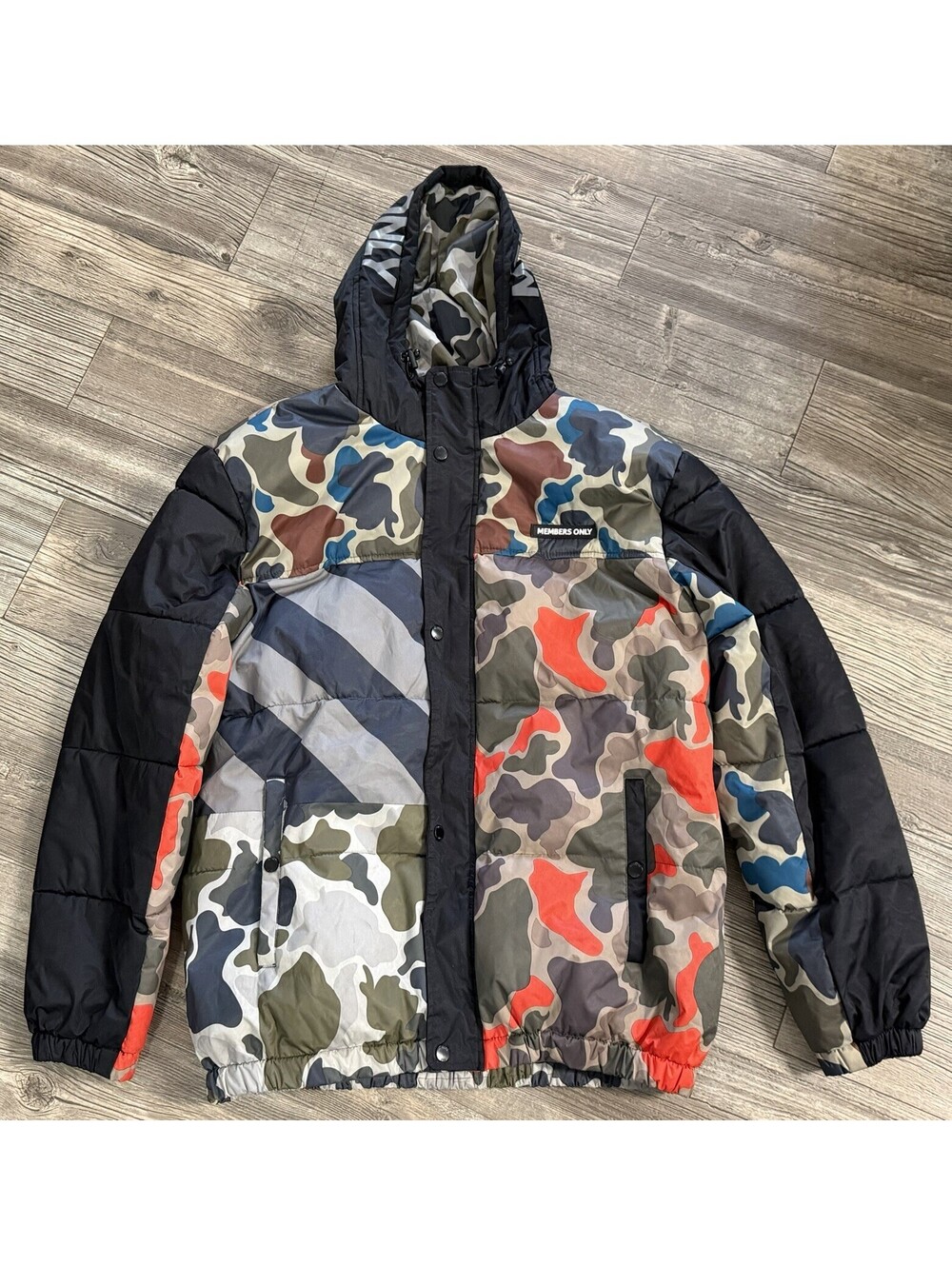 Members Only puffer Camouflage Jacket Sz L